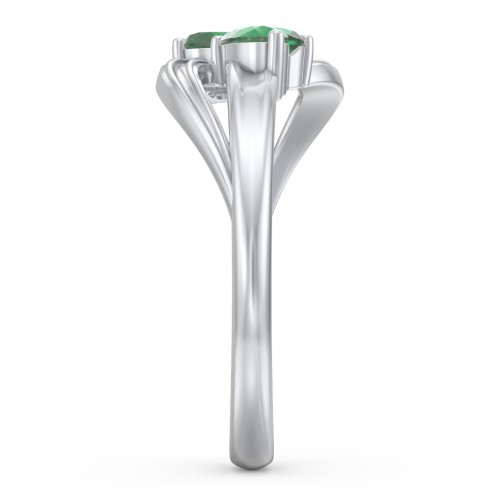 A "Couple" of Hearts Ring – Sterling Silver with Emerald