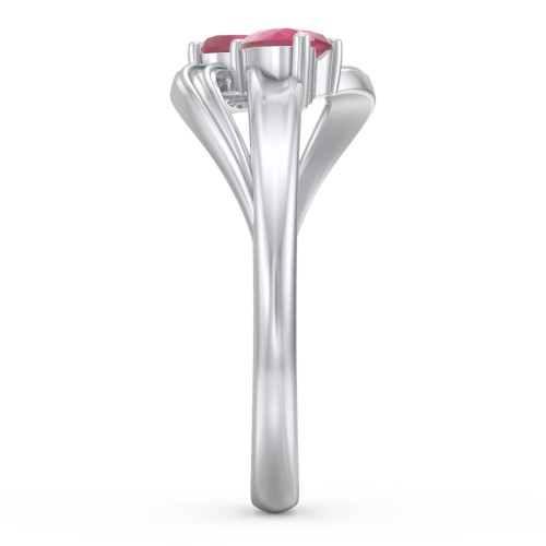A "Couple" of Hearts Ring – Sterling Silver with Ruby