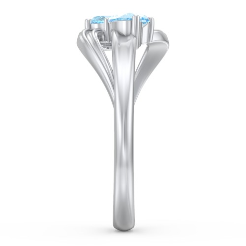 A "Couple" of Hearts Ring – Sterling Silver with Blue Topaz