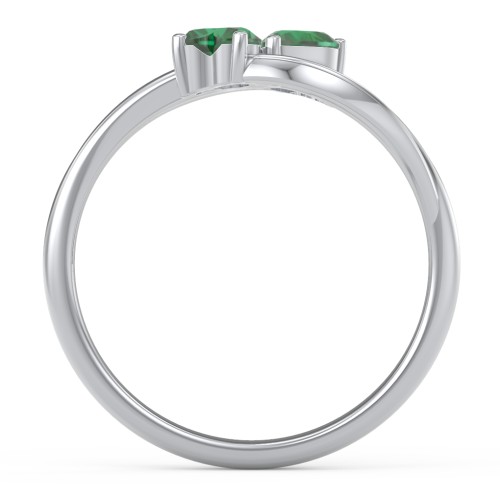 A "Couple" of Hearts Ring – Sterling Silver with Emerald
