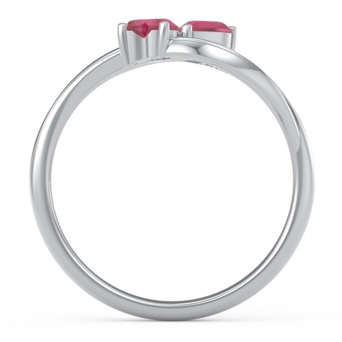 A "Couple" of Hearts Ring – Sterling Silver with Ruby