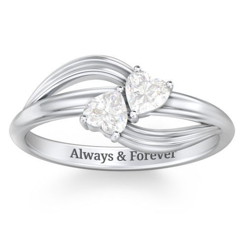 A "Couple" of Hearts Ring – Sterling Silver with Diamond