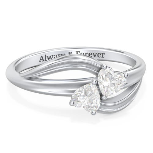 A "Couple" of Hearts Ring – Sterling Silver with Diamond