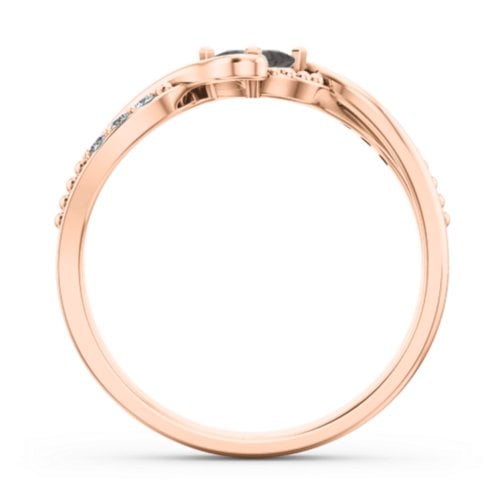 Solitaire Princess Cut Ring with Twisted Split Shank and Accents