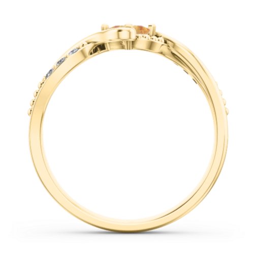 Solitaire Princess Cut Ring with Twisted Split Shank and Accents – 18K Gold Plated Silver with Citrine and Cubic Zirconia