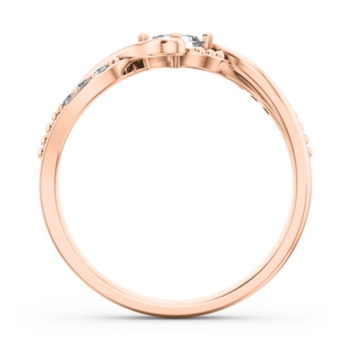 Solitaire Princess Cut Ring with Twisted Split Shank and Accents – 10K Rose Gold with Cubic Zirconia