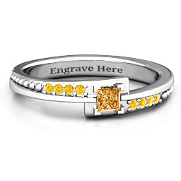 Princess Cut Ring with Accents