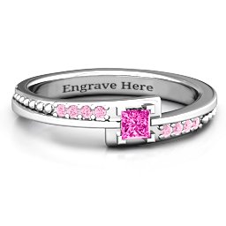 Princess Cut Ring with Accents in 925 Sterling Silver with Pink Tourmaline and Fancy Pink Premium Zirconia