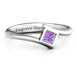 Princess Cut Bypass Ring in 925 Sterling Silver with Amethyst