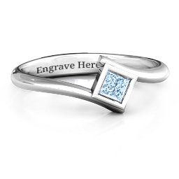 Princess Cut Bypass Ring in 925 Sterling Silver with Aquamarine