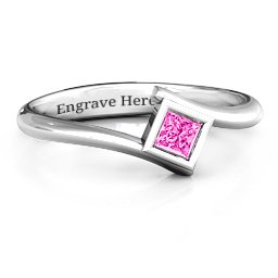 Princess Cut Bypass Ring in 925 Sterling Silver with Pink Tourmaline