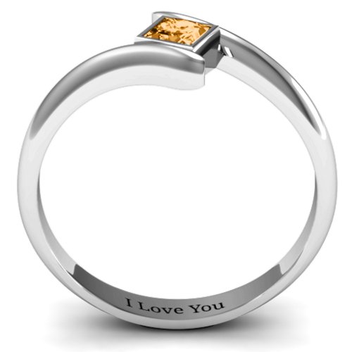 Princess Cut Bypass Ring – Sterling Silver with Citrine