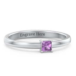 Elegant Princess Ring in 925 Sterling Silver with Amethyst