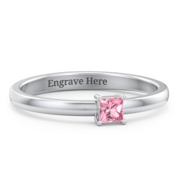 Elegant Princess Ring in 925 Sterling Silver with Pink Tourmaline