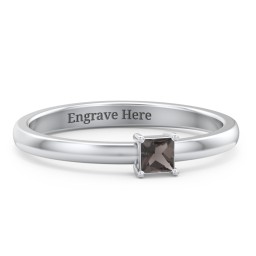 Elegant Princess Ring in 925 Sterling Silver with Smokey Quartz