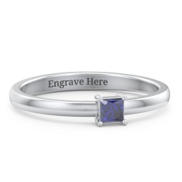 Elegant Princess Ring in 925 Sterling Silver with Blue Sapphire