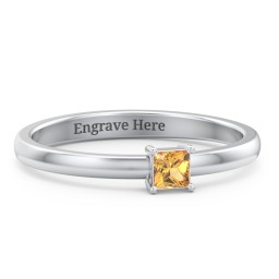 Elegant Princess Ring in 925 Sterling Silver with Citrine