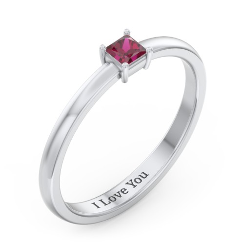 Elegant Princess Ring – Sterling Silver with Ruby