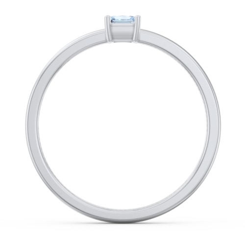 Elegant Princess Ring – Sterling Silver with Aquamarine