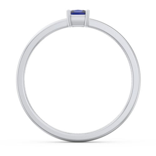 Elegant Princess Ring – Sterling Silver with Blue Sapphire