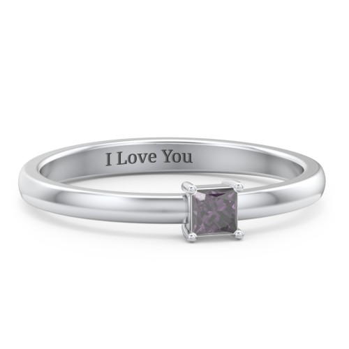 Elegant Princess Ring – Sterling Silver with Alexandrite