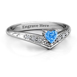 V-Accented Heart Ring