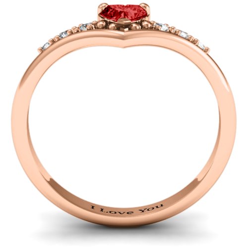 V-Accented Heart Ring