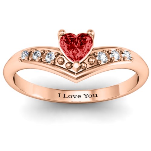 V-Accented Heart Ring