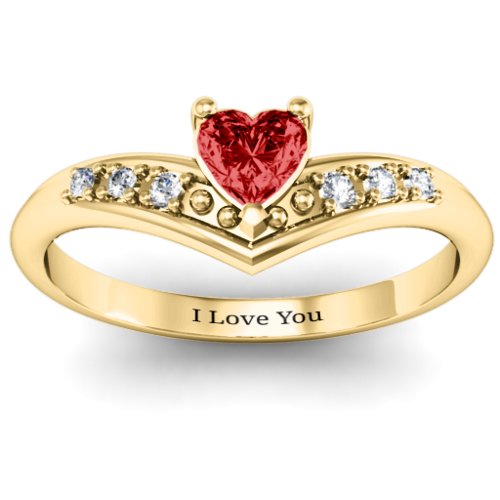V-Accented Heart Ring