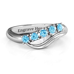 Five Stone Wave Ring