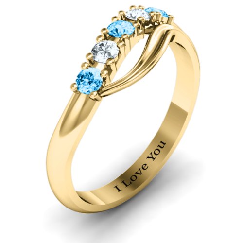 Five Stone Wave Ring