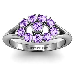 3 to 10 Stone "Solar" Ring in 925 Sterling Silver with Amethyst