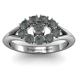 3 to 10 Stone "Solar" Ring in 925 Sterling Silver with Alexandrite