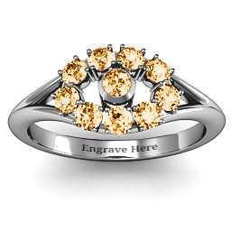 3 to 10 Stone "Solar" Ring in 925 Sterling Silver with Citrine