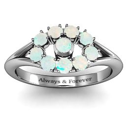 3 to 10 Stone "Solar" Ring in 925 Sterling Silver with Opal