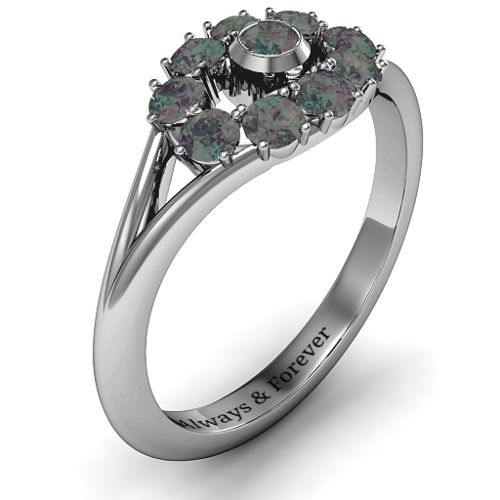 3 to 10 Stone "Solar" Ring – Sterling Silver with Alexandrite