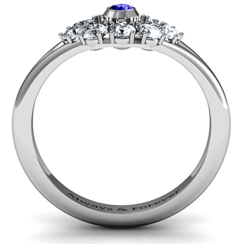 3 to 10 Stone "Solar" Ring – Sterling Silver with Blue Sapphire and Cubic Zirconia