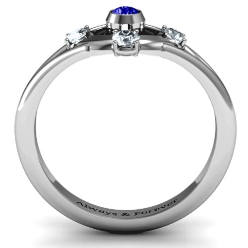 3 to 10 Stone "Solar" Ring – Sterling Silver with Blue Sapphire and Cubic Zirconia