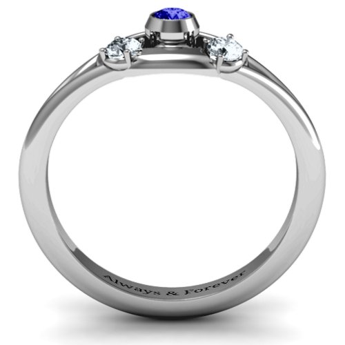 3 to 10 Stone "Solar" Ring – Sterling Silver with Blue Sapphire and Cubic Zirconia