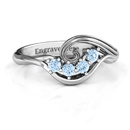 3 - 8 Stone Swirl Ring in 925 Sterling Silver with Aquamarine, Cubic Zirconia, and Amethyst