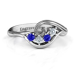 3 - 8 Stone Swirl Ring in 925 Sterling Silver with Blue Sapphire, Cubic Zirconia, and Amethyst