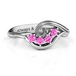 3 - 8 Stone Swirl Ring in 925 Sterling Silver with Pink Tourmaline, Cubic Zirconia, and Amethyst