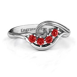 3 - 8 Stone Swirl Ring in 925 Sterling Silver with Garnet, Cubic Zirconia, and Amethyst
