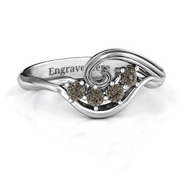 3 - 8 Stone Swirl Ring in 925 Sterling Silver with Smokey Quartz, Cubic Zirconia, and Amethyst