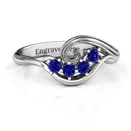 3 - 8 Stone Swirl Ring in 925 Sterling Silver with Blue Sapphire, Cubic Zirconia, and Amethyst