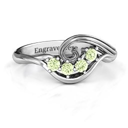 3 - 8 Stone Swirl Ring in 925 Sterling Silver with Peridot, Cubic Zirconia, and Amethyst