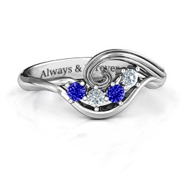 3 - 8 Stone Swirl Ring in 925 Sterling Silver with Blue Sapphire, Cubic Zirconia, and Amethyst