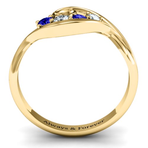 3 - 8 Stone Swirl Ring – 10K Yellow Gold with Blue Sapphire and Cubic Zirconia
