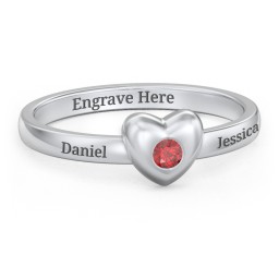Solid Heart with Gemstone Ring