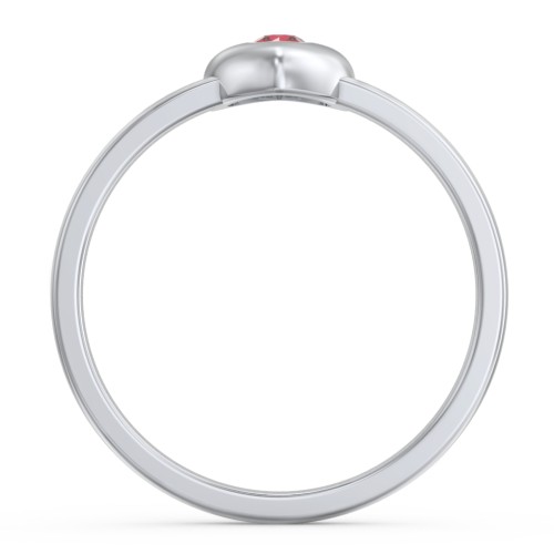 Solid Heart with Gemstone Ring